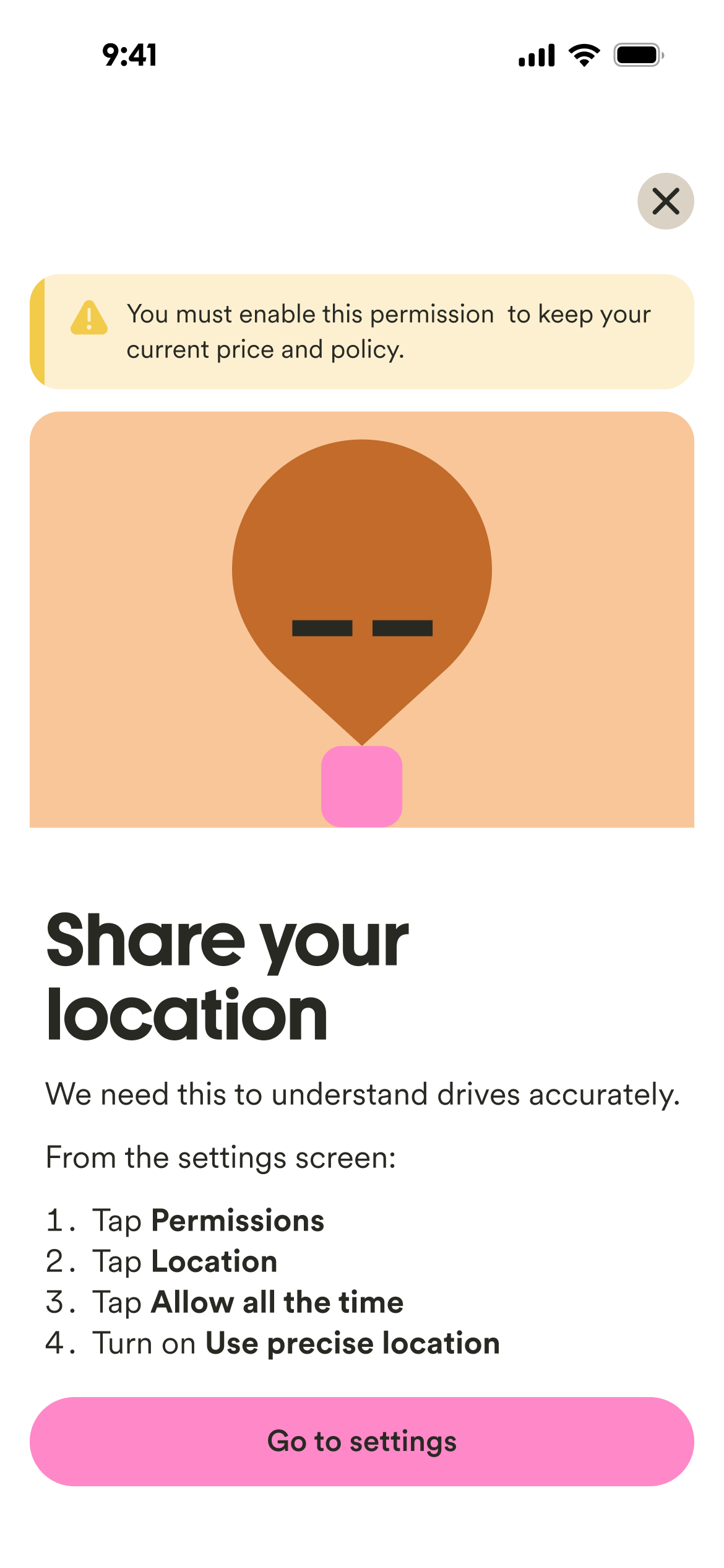 Marshmallow telematics app screen